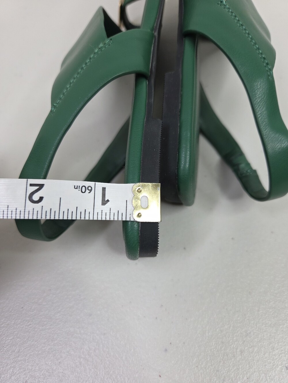 Pedro Alexis Green Leather Cross-Strap Slingback Sandals with Gold Accent Toe - Picture 16 of 16